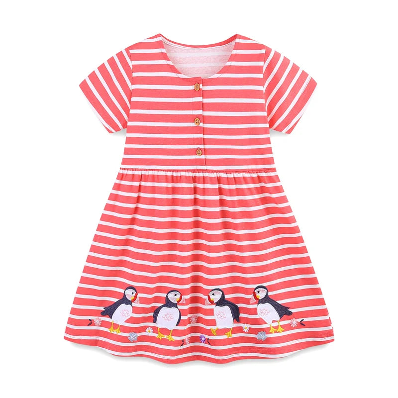 Kids Girls Short Sleeve Mermaid Embroidery Birthday Party Dresses childrensterritory