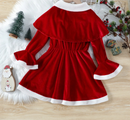 Kids Girl's Velvet Halloween Dresses with Hooded Cloak