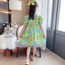 Casual Style Young Girls Floral Pattern Party Dress childrensterritory