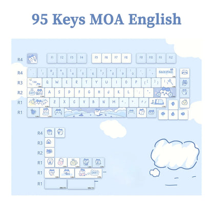 Dessert Cat Theme 95 Keycaps Kit for Mechanical Keyboard childrensterritory