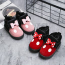 Cute Girls Casual Warm Shoes With Bow And Polka Dots childrensterritory