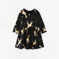 Kids Girls Cartoon Print Long Sleeve Winter Party Dresses childrensterritory