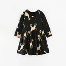 Kids Girls Cartoon Print Long Sleeve Winter Party Dresses childrensterritory