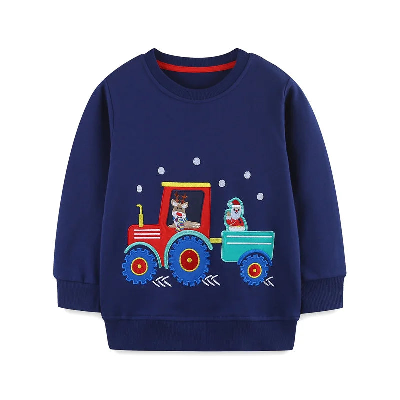 Cartoon Animal Print Long Sleeve Kids Boys Sweatshirts