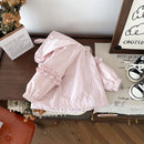 Cotton Long Sleeve Cute Cap Lace Zipper Design Outerwear For Girls childrensterritory