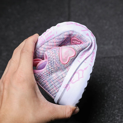 Kids Girls Cute Heart Design Light Mesh Summer Sneakers childrensterritory
