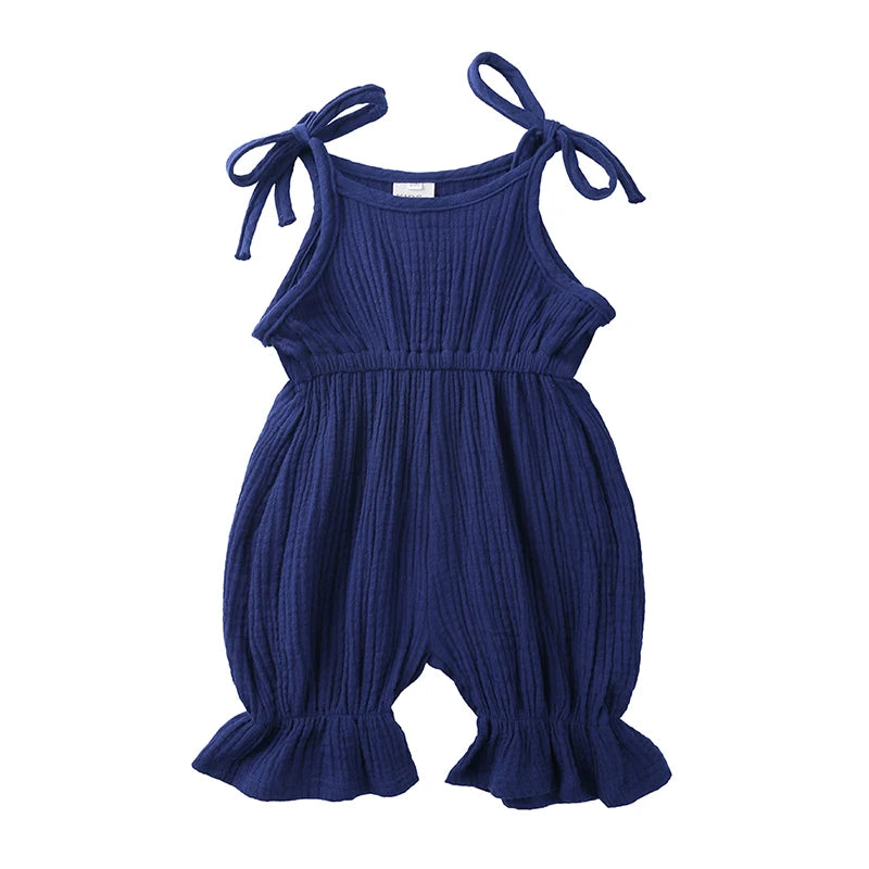 Plain Color Sling Summer Romper for Baby Girl