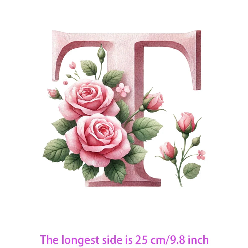 Flower Letter Ironing Transfers Decals For Clothing Diy Appliques