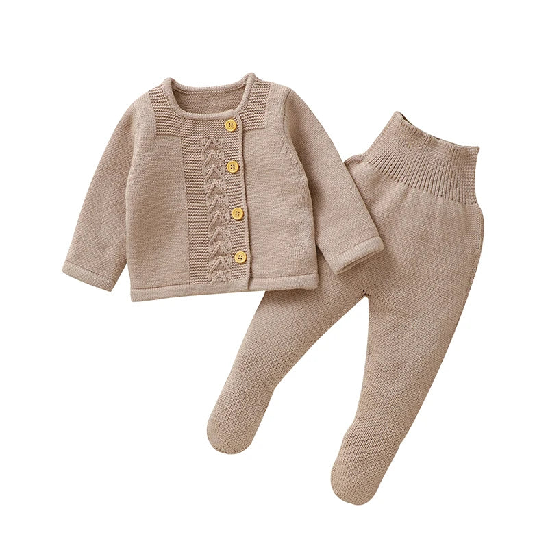 Full Sleeves Solid Colour Baby Girls Clothing Set childrensterritory