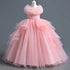 Kids Girls Long Fluffy Mesh Studded Grand Evening Party Dresses childrensterritory