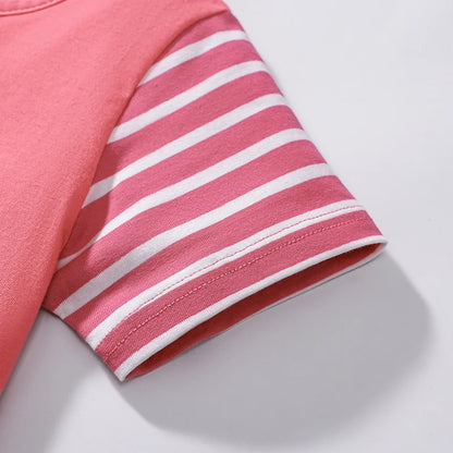 Cartoon Mouse and Floral Embroidered Summer Dress for Girls childrensterritory