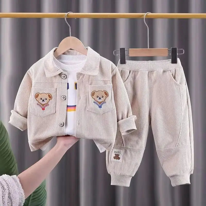 Kids Cartoon Print Long Sleeves Casual Clothing Set childrensterritory
