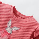 Girls Full Sleeves Cartoon Rabbit Print Dresses childrensterritory
