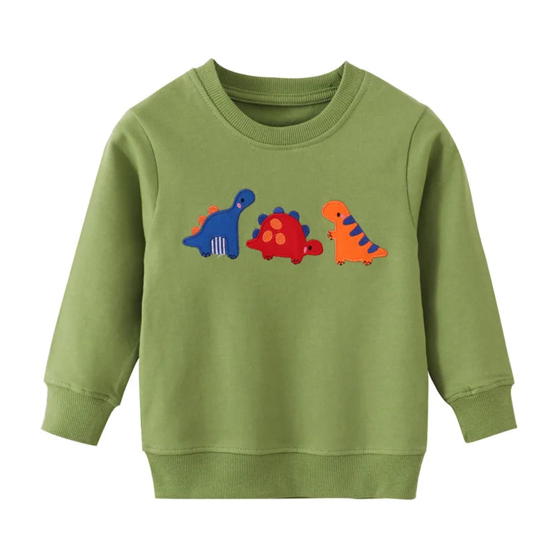 Cartoon Animal Print Long Sleeve Kids Boys Sweatshirts