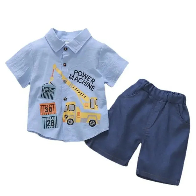 Little Boys Girl Cartoon Shirts and Shorts, 2 Pieces/Set childrensterritory