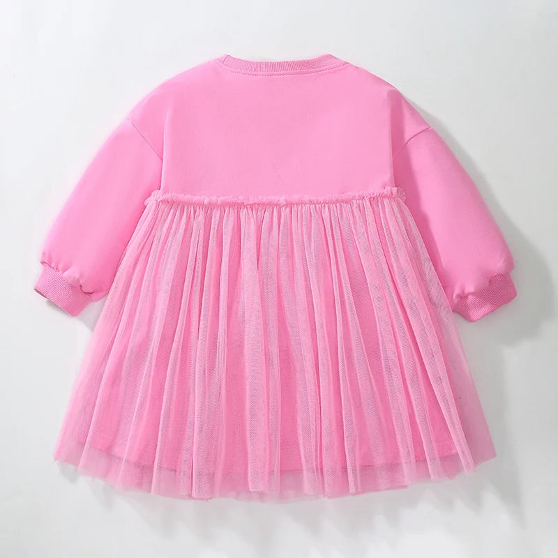 Cartoon Print Long Sleeves Cotton Girl Dress