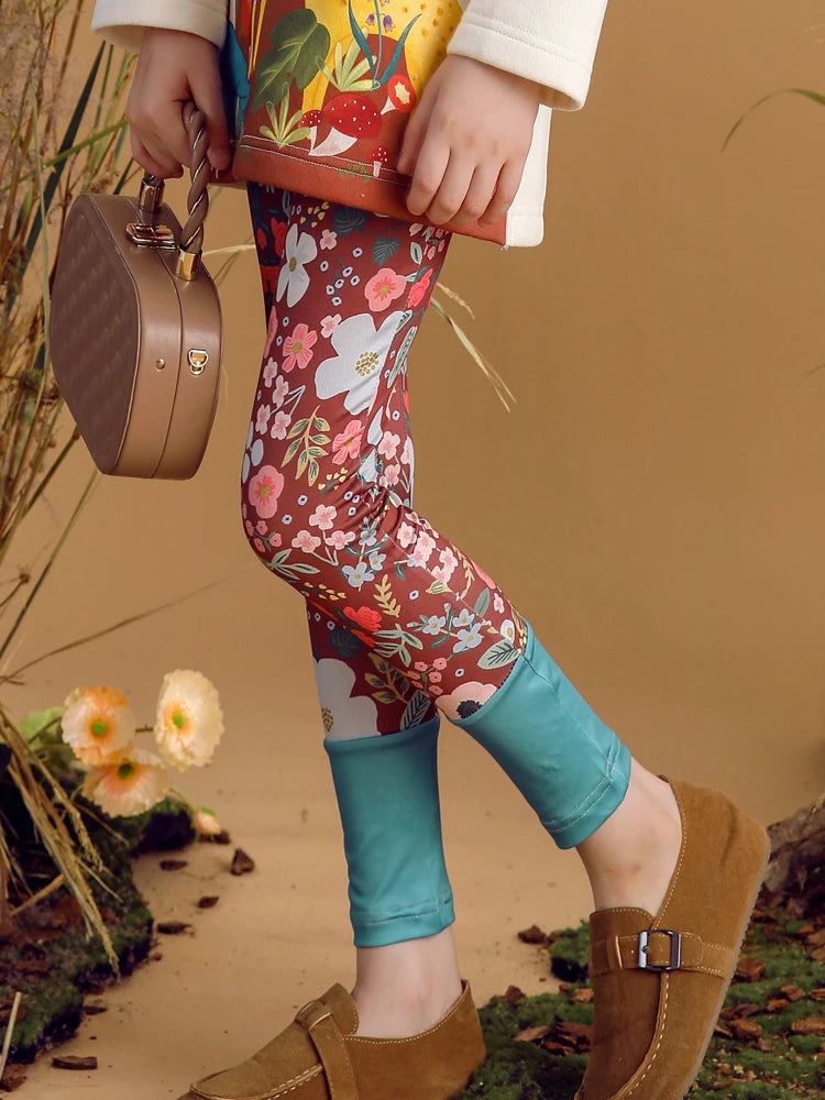 Trendy Stretch Pants with Floral Print for Girls childrensterritory