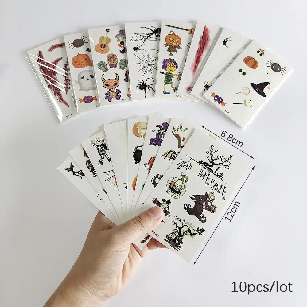 Cute Funny 10Pcs Luminous Halloween Tattoo Stickers childrensterritory