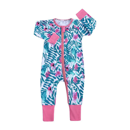 Long Sleeves Printed Baby Girl/Boy Zipper Bodysuits childrensterritory