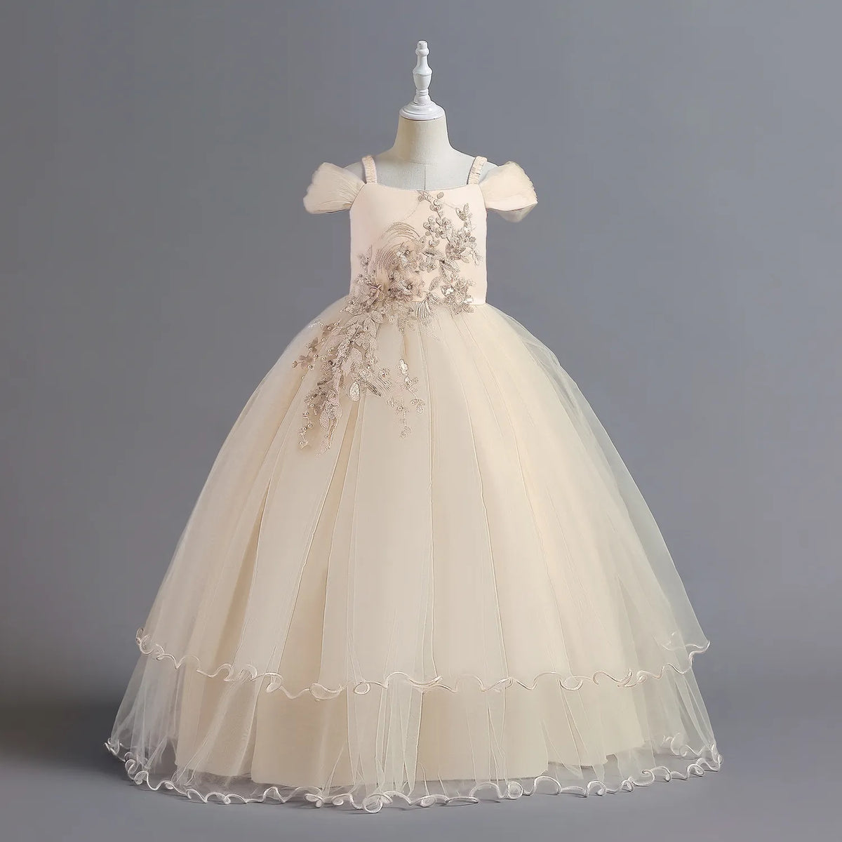 Kids Girls Lace Embroidery Bridesmaid Party Dress childrensterritory