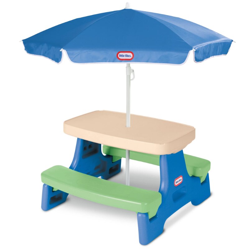 Portable Outdoor Kids Picnic Table with Umbrella childrensterritory