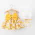 Baby Girls Sleeveless Floral Print Casual Dress with Hat childrensterritory