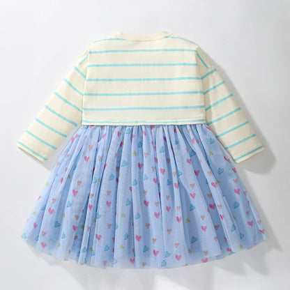 Girls Long Sleeves Floral Princess Mesh Dresses childrensterritory