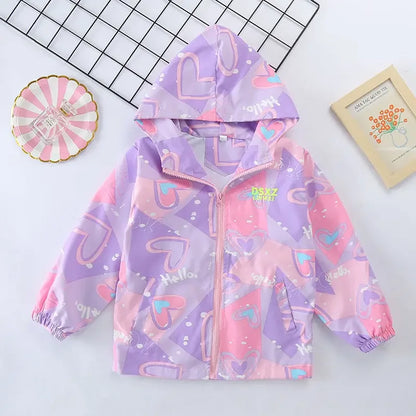 Girls’ Full-Sleeve Printed Hooded Jackets
