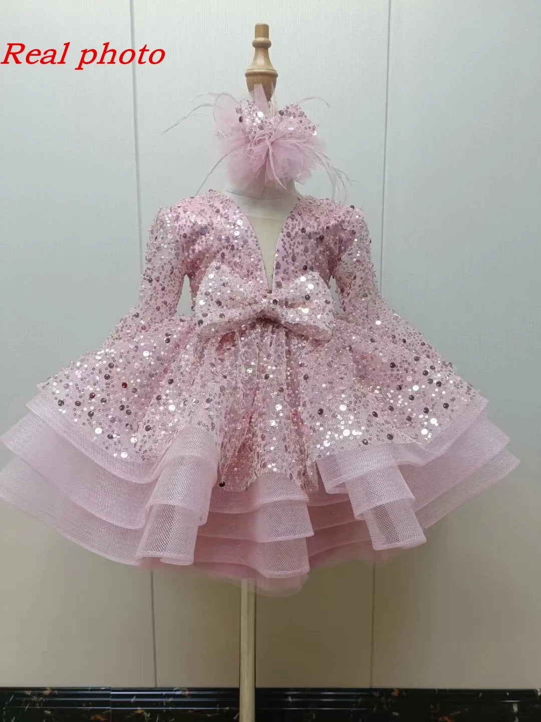 Baby/Kids Girls Sparkly Feather Birthday/Wedding Party Dresses