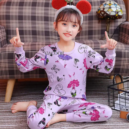 Long Sleeve Cartoon Design Kids Winter Warm Pajamas Sets childrensterritory