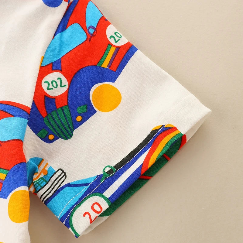 Racing Car Print Summer T-Shirts For Boys childrensterritory