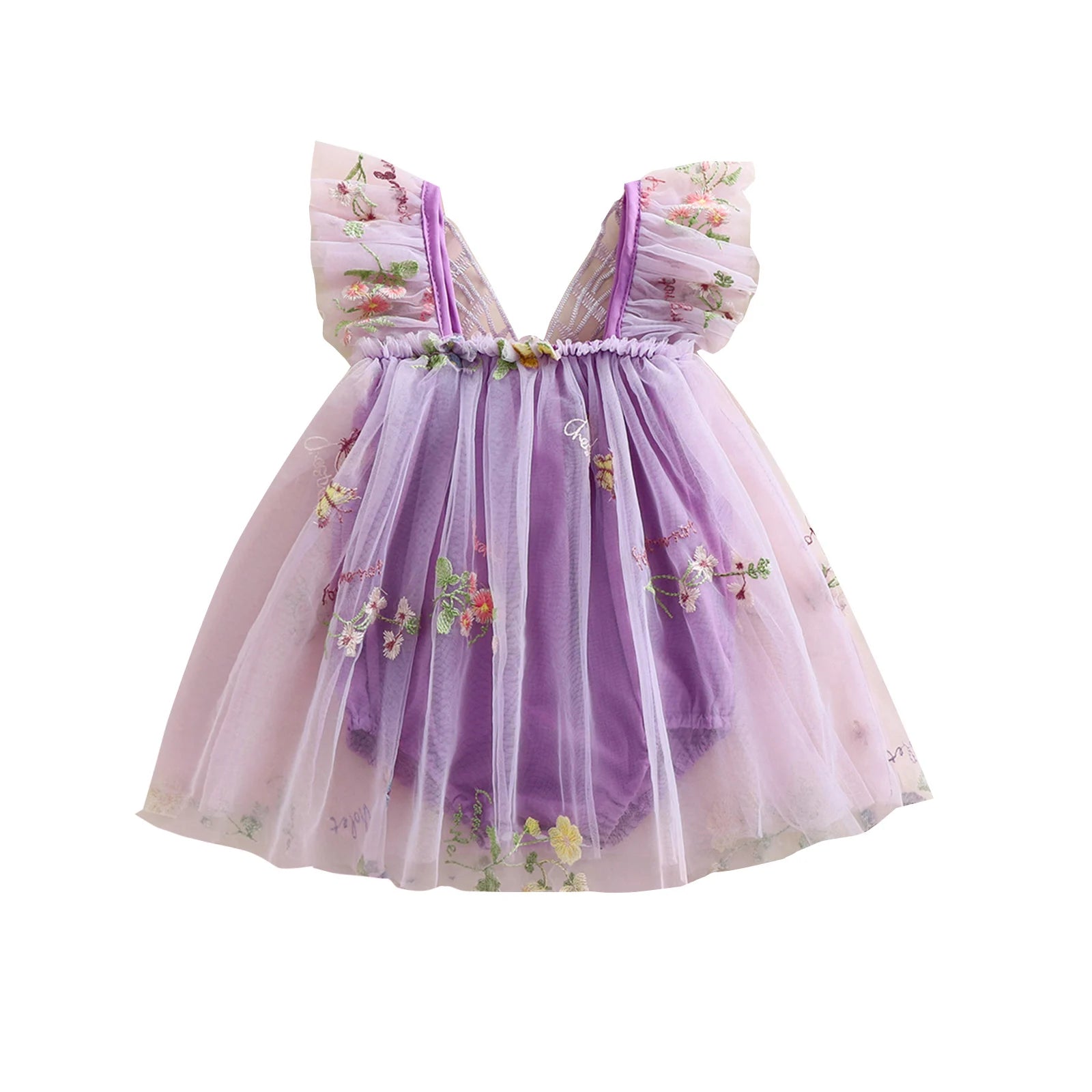 Baby Girls Flower Butterfly Embroidery Romper Dresses