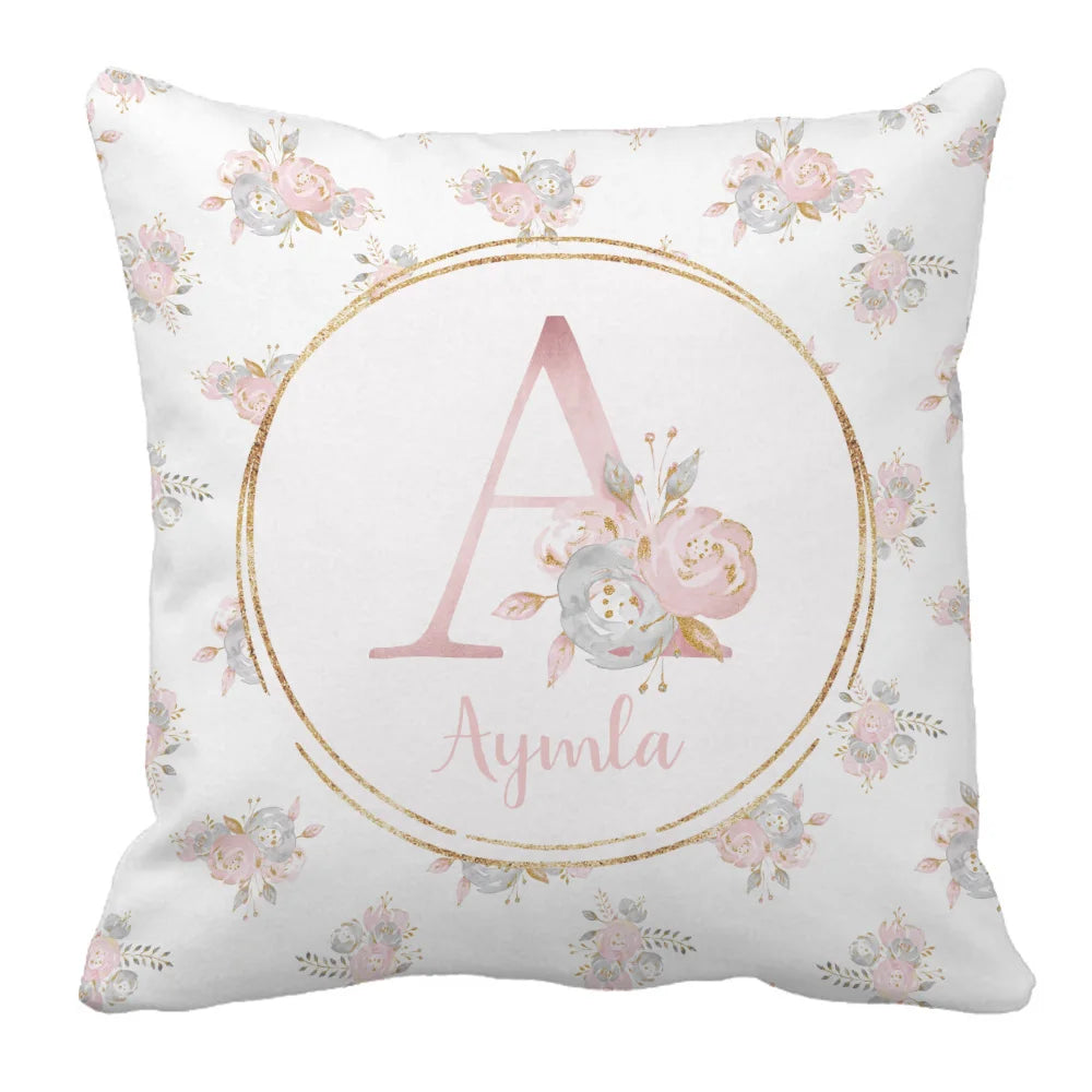 Baby Shower Gift: Customized Blush Gold Floral Bedding Set