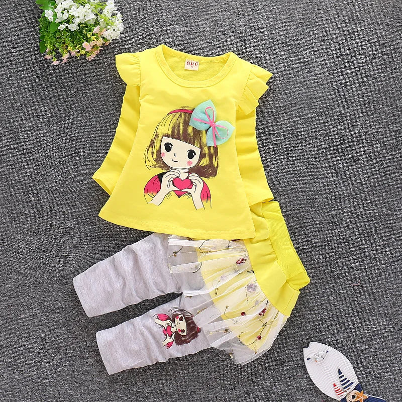 Baby Girls Cute Cartoon Print Sweatshirts + Pants Tracksuit Sets childrensterritory