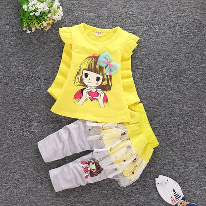 Baby Girls Cute Cartoon Print Sweatshirts + Pants Tracksuit Sets childrensterritory