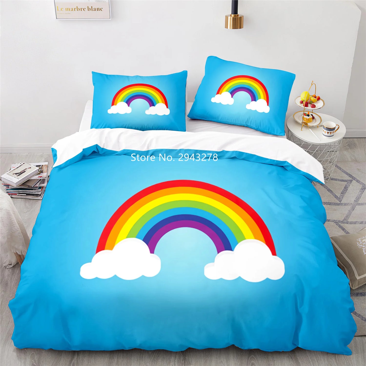 Rainbow Print Lovely Duvet Cover Pillowcase Kids Bedding Set