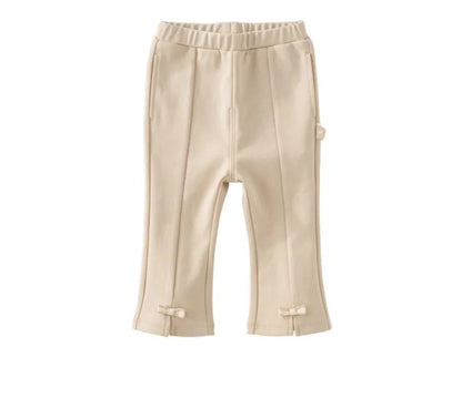 Kids Girls Casual Cropped Pants with Classy Bow for Party childrensterritory