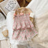 Floral Print Rustic Style Little Girl Sling Tops and Shorts Set childrensterritory