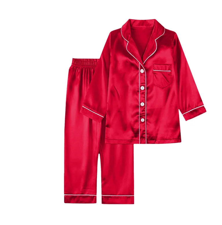 Family Matching Long Sleeve Satin Sleepwear Set