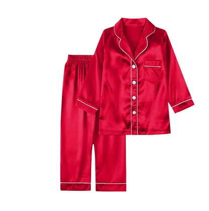 Family Matching Long Sleeve Satin Sleepwear Set