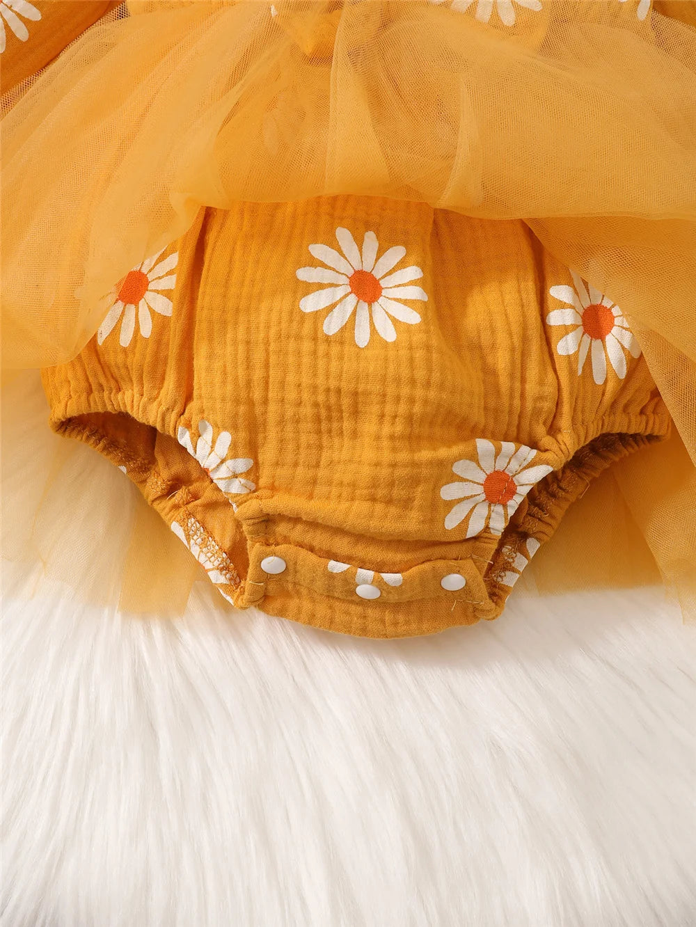 Baby Girl Flowers Print Tulle Bodysuit with Headband childrensterritory