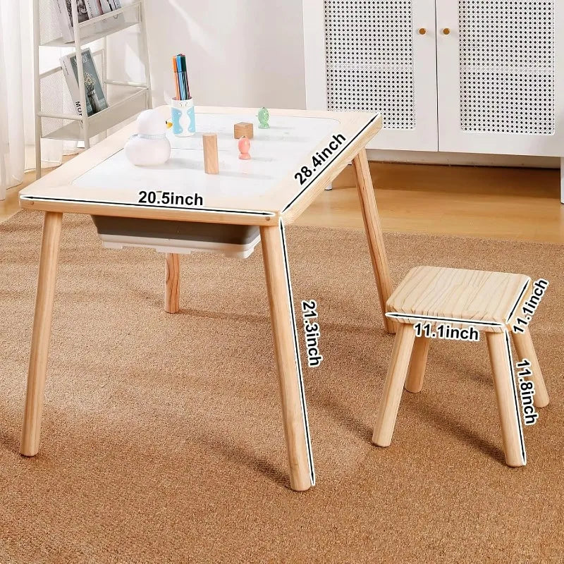 Multifunctional Kids Sensory Table with 2 Storage Boxes and 2 Stools