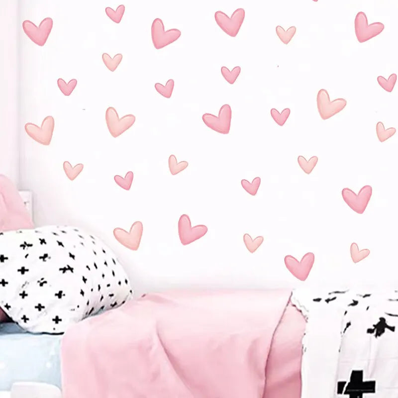 Waterproof Soft Pink Removable Heart Shape Wall Stickers childrensterritory