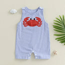 Baby Boy Crab Embroidery Sleeveless Romper