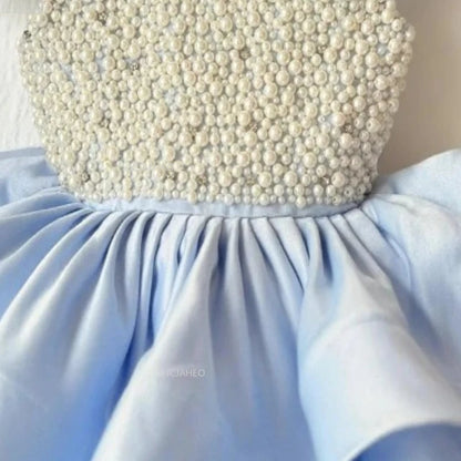 Handmade Pearls Design Tutu Flower Girl Dress