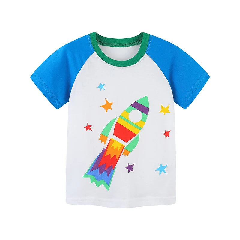 Little Boys Cartoon Excavator Pattern Cotton T-Shirts childrensterritory