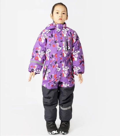 Plus Velvet Windproof Kids One-piece Thickening Ski Suit childrensterritory