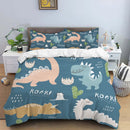HD Cartoon Dinosaur Print Bedding Set for Kids Bed childrensterritory