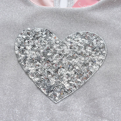 Little Girls Sequin Heart Print Elegant Birthday Party Dress childrensterritory