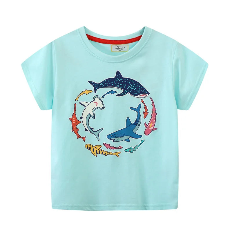Kids Cartoon Printed Cotton Tees for Summer